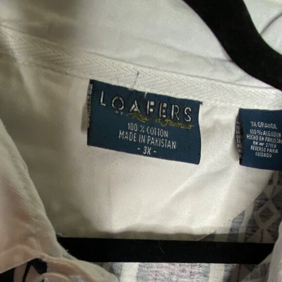 Loafers By Reed St James Shirt Men's Blue Sz 3X Striped Geometric Print 90’s VTG - Picture 2 of 7